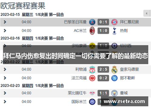 拜仁马内伤愈复出时间确定一切你需要了解的最新动态